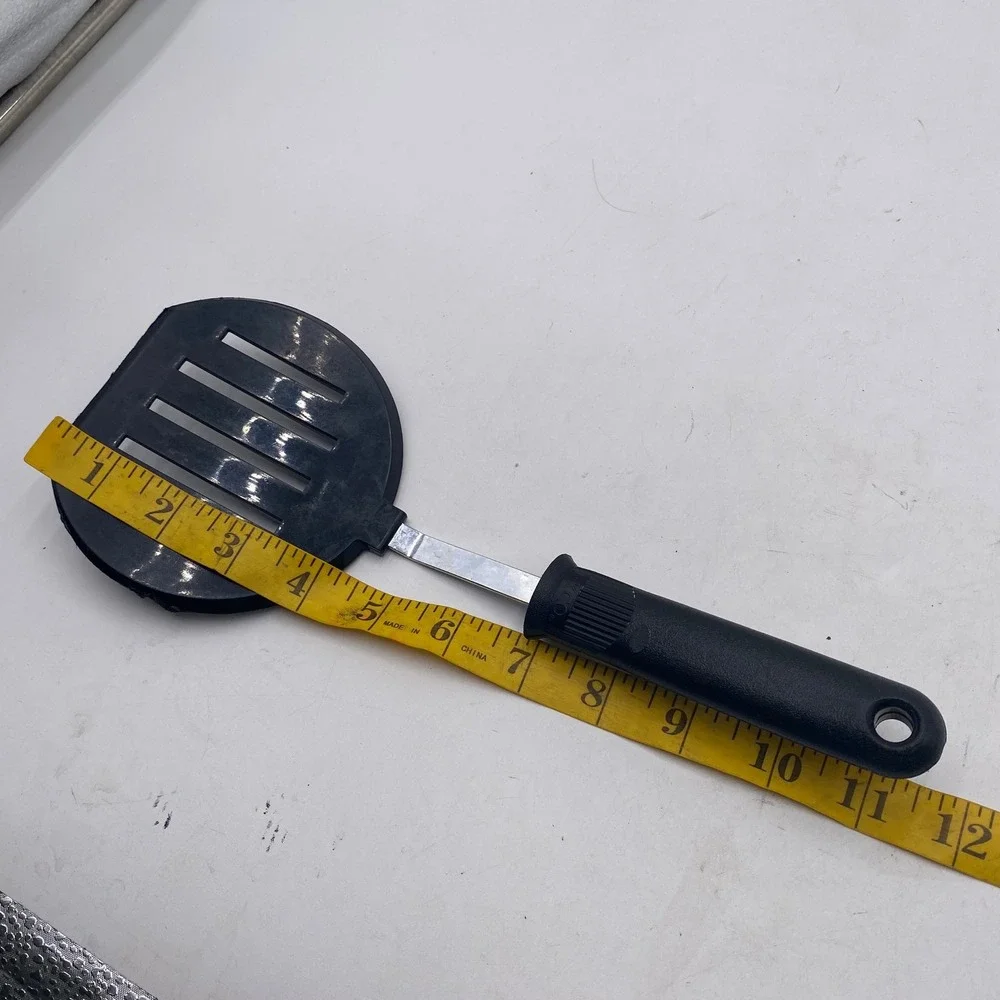 EKCO Black Nylon Slotted Turner Spatula Stainless Steel Handle 11.5